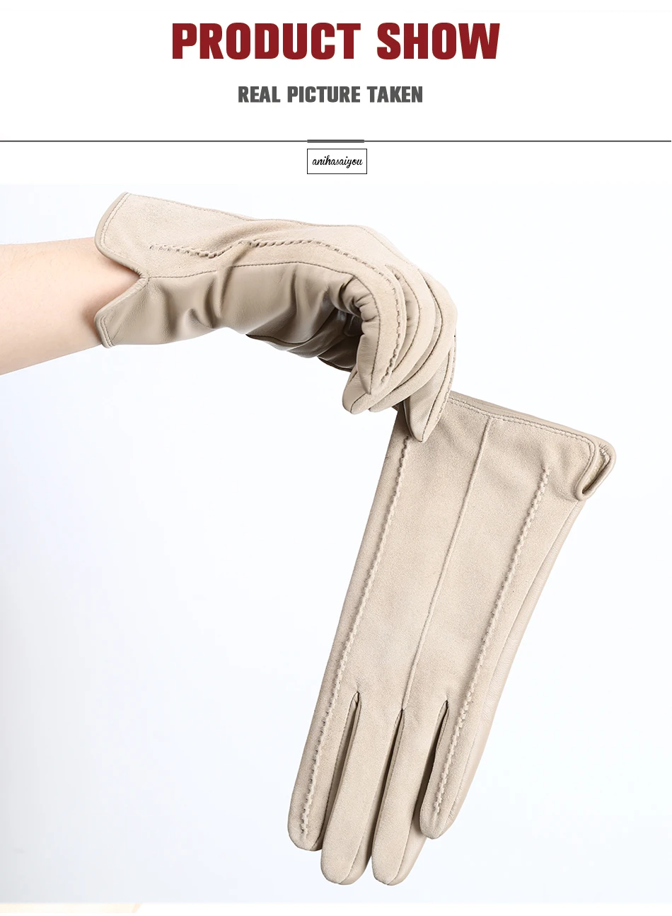 Good Quality Touch Gloves Color Winter Women's Leather Gloves Genuine Suede 50% Genuine Leather 50% Women's Gloves -2007