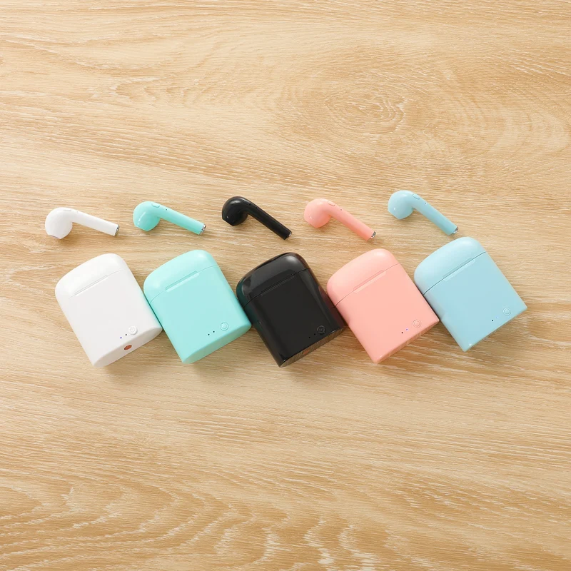 I7s TWS 무선 헤드폰 블루투스 5.0 이어폰 스포츠 이어버드 i7 미니 TWS 헤드셋, 모든 스마트 폰용 마이크 이어폰 포함