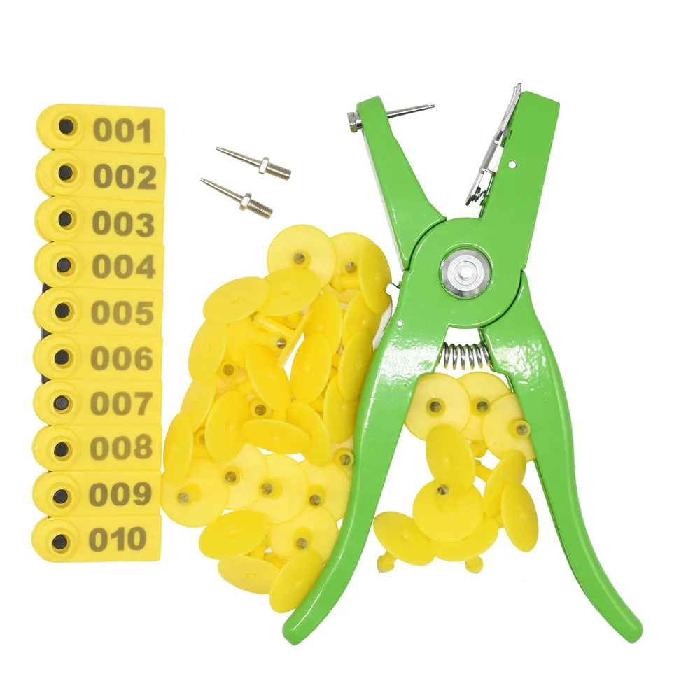 Kolczyk identyfikacyjny owca Marker aplikator 001-100 kolczyk identyfikacyjny s dla kozy zestaw identyfikacyjny kolczyk identyfikacyjny ger z 2 szt. Szpilki kolczyk identyfikacyjny szczypce
