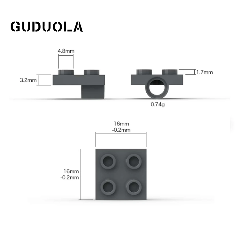 Специальная пластина Guduola 2x2 с отверстием без крестовой опоры 2444, блок подшипниковой пластины, детали MOC, 50 шт./лот