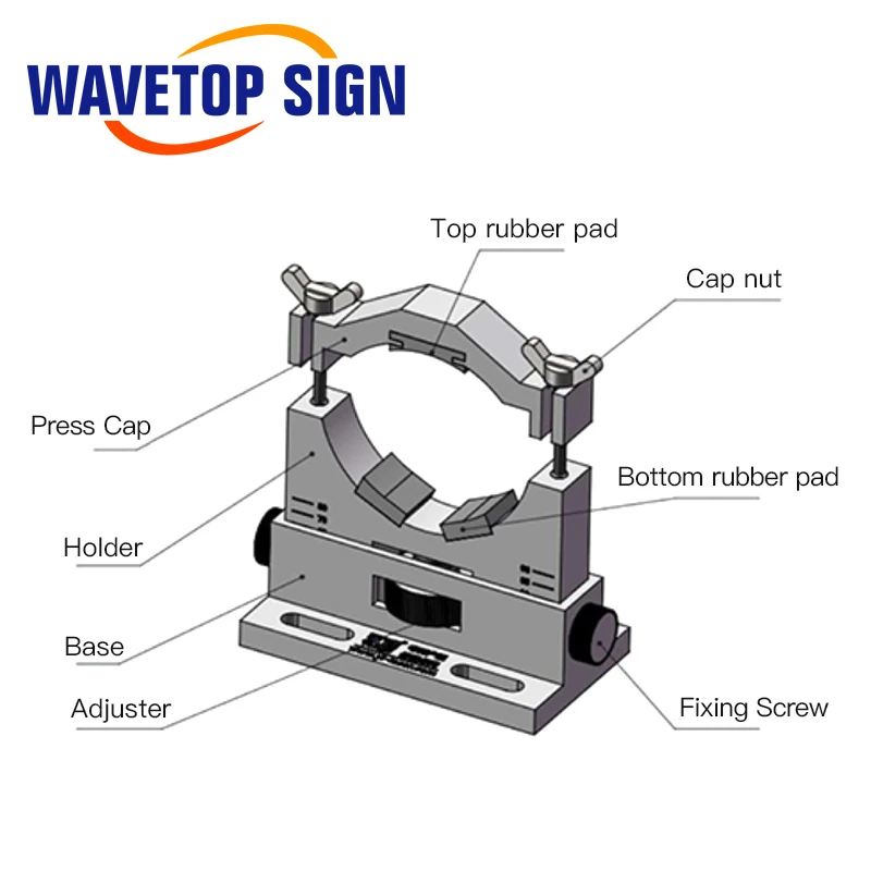 Plastica flessibile 50-80mm del supporto del supporto del tubo del Laser di Co2 di WaveTopSign per la tagliatrice dell'incisione Laser 50-180W