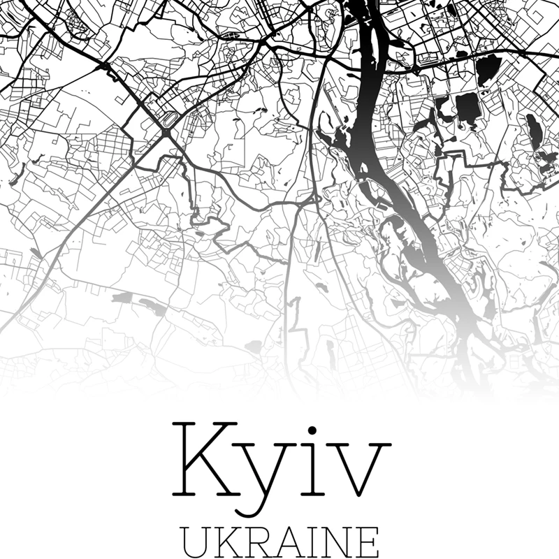 Ukraine City Map Canvas Posters Kyiv, Kharkiv, Donetsk,Lviv Map Art Print Black White Modern Wall Art Painting Office Home Decor