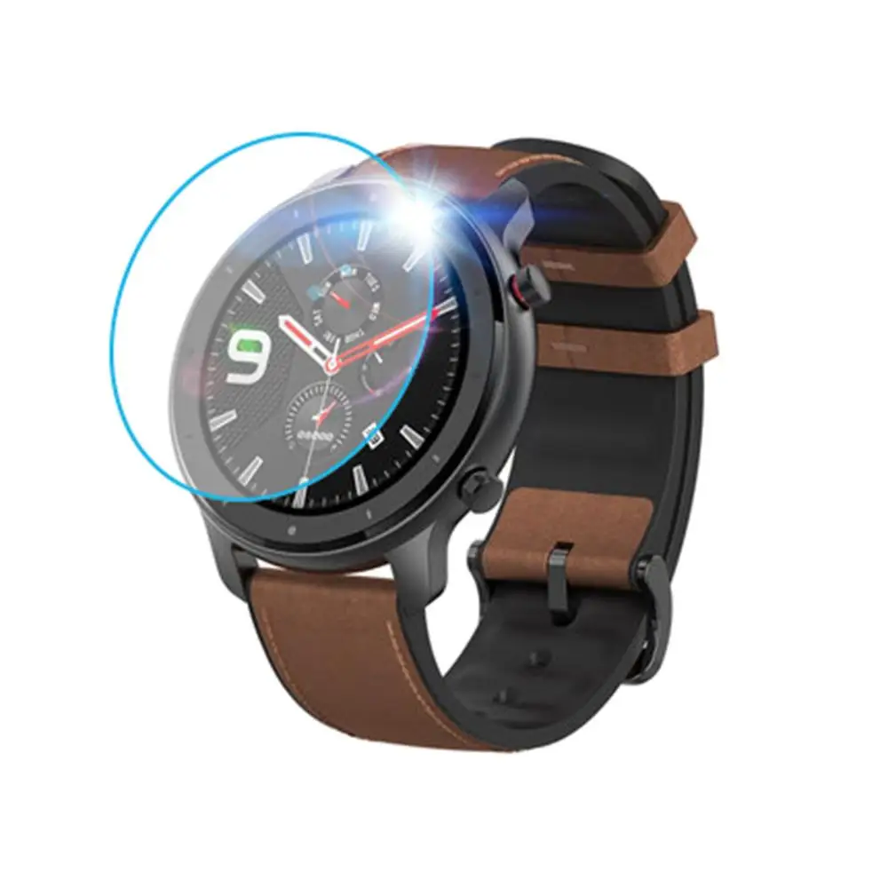 Película de vidro temperado para xiaomi, 3 peças huami amazfit verge 3 gtr 47 42mm, acessórios de proteção para relógio inteligente