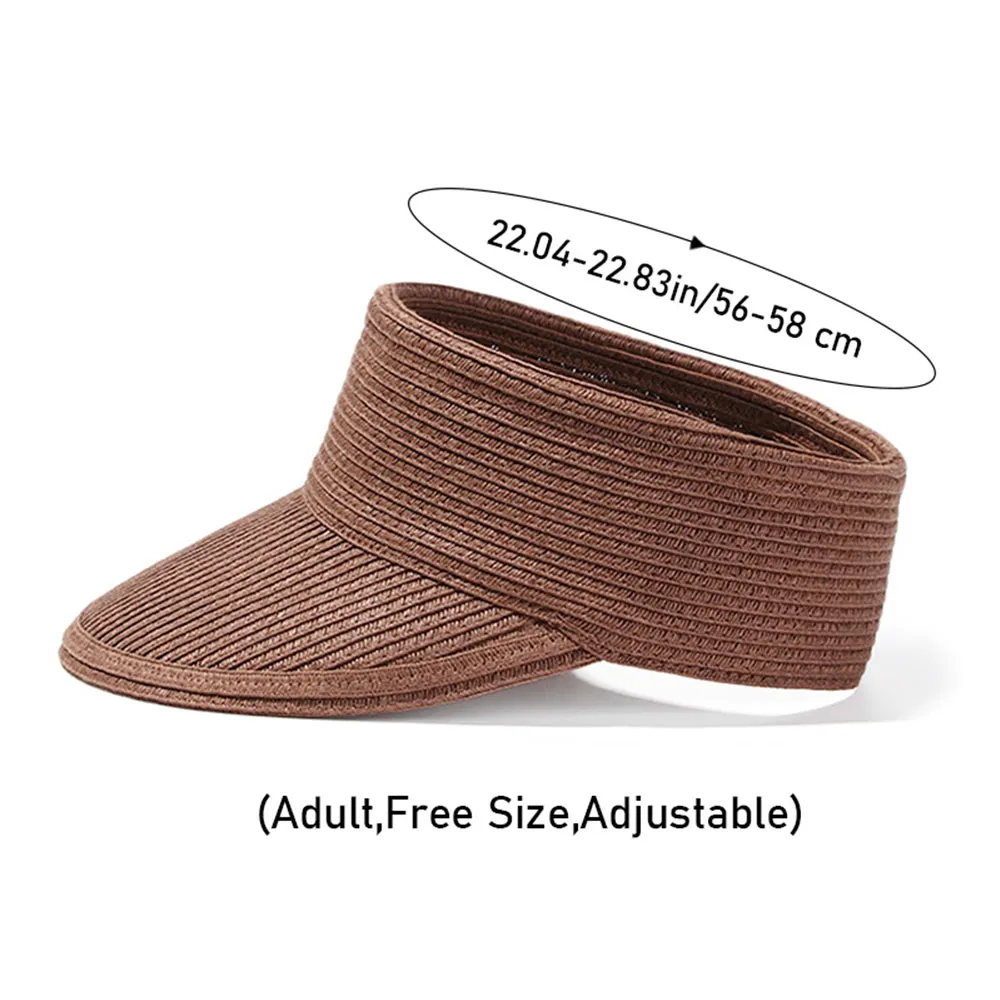 2023 Women\'s Summer Hat Foldable Portable Beach Straw Cap Sun Visors Protection Outdoor Sport Fishing Beach Wide Brim Female Cap