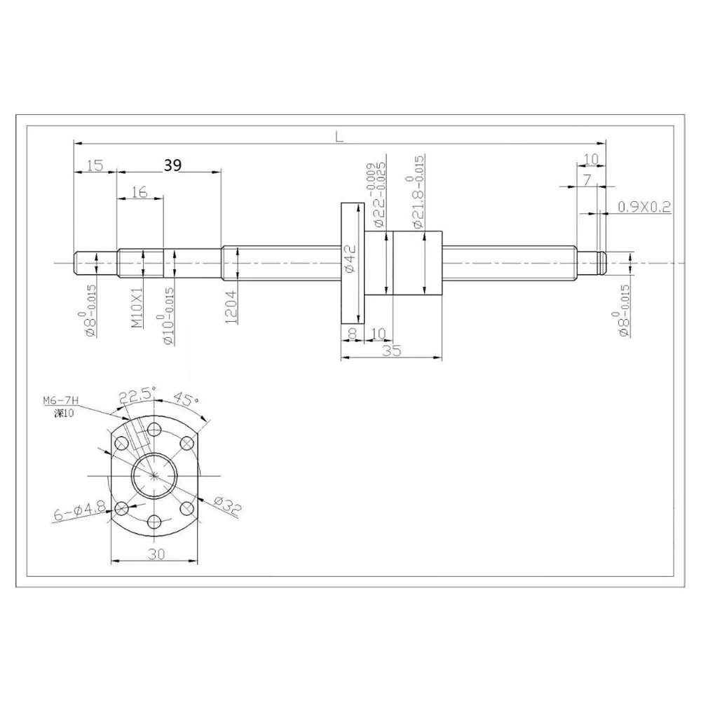 Tornillo de bola SFU1204 con máquina de extremo RM1204, longitud 250 300 550 600 800 1500mm, tuerca de brida única BF/BK10 + carcasa de tuerca de bola, 1 Juego