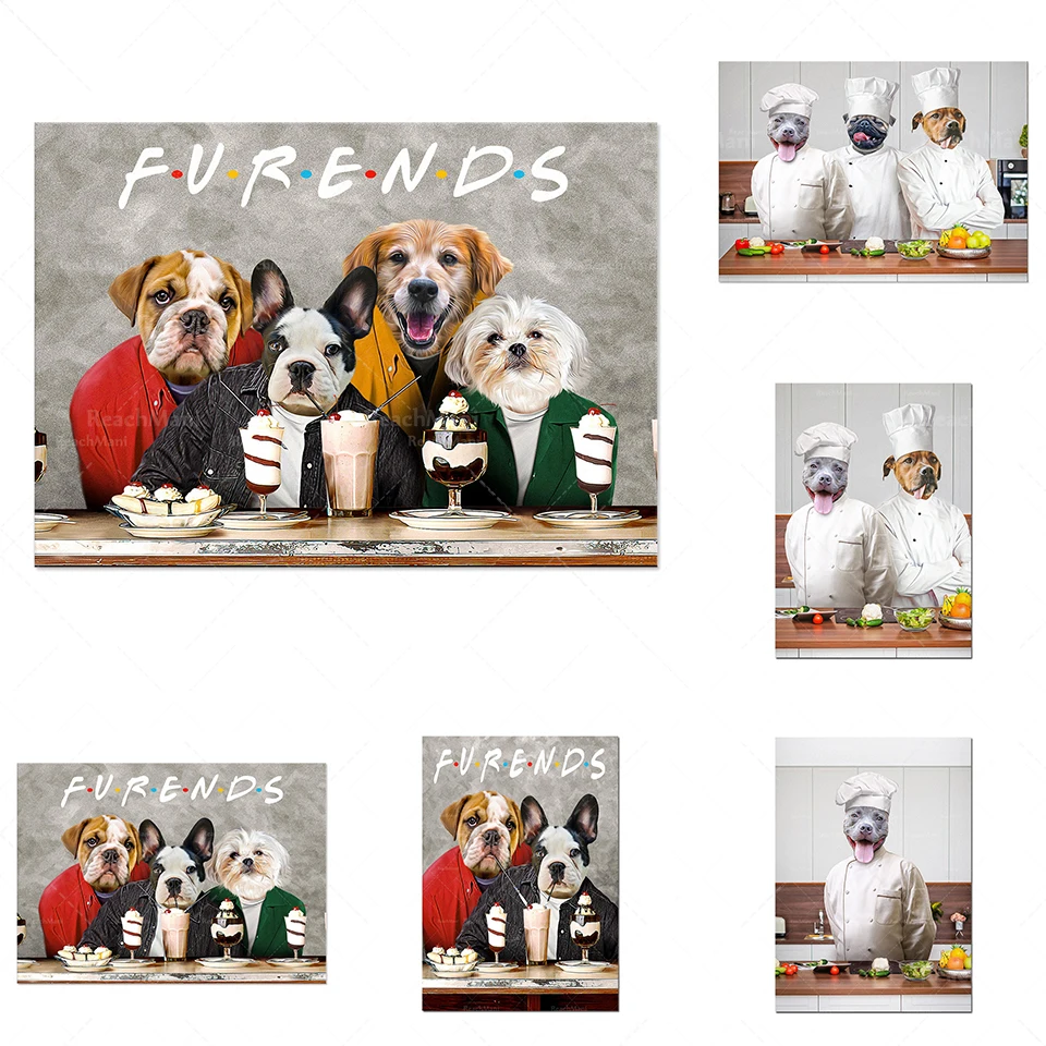 

Fashion Chef Dog, Personalized Pet Poster, Kitchen Dog Make Dessert Fruit Decoration Home Unique Gift Poster