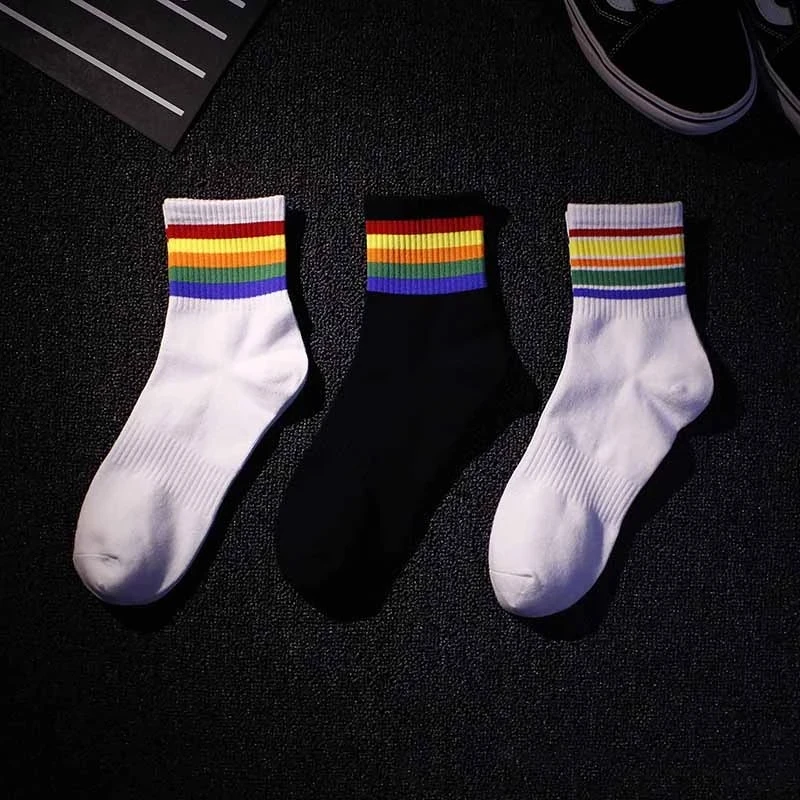 Cotton Socks Fashion White Black Vintage Short Sports Sock Men Casual Streetwear Short Soks For Man Girl Cool Tube Socks