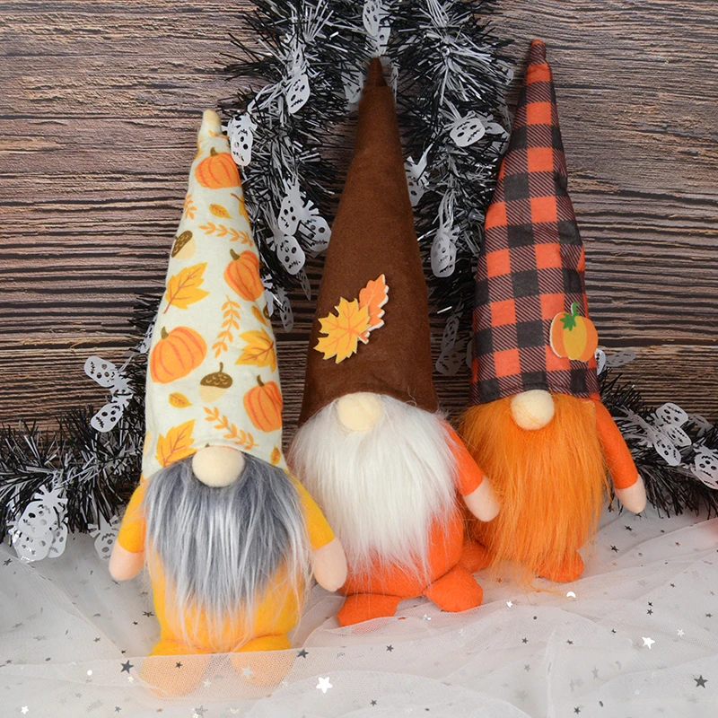 

New Faceless Gnome Doll Plush Pumpkin Figurines Decorative Halloween Decor Christmas Hanging For Home Kids Favor Festival Gifts