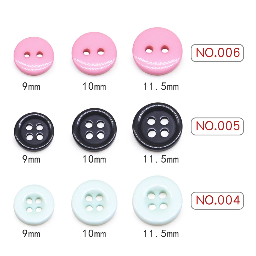 100pcs/lot Resin Sewing Button Round 9/10/11mm Sew On Button Accessories Handmade Children Button Crafts DIY