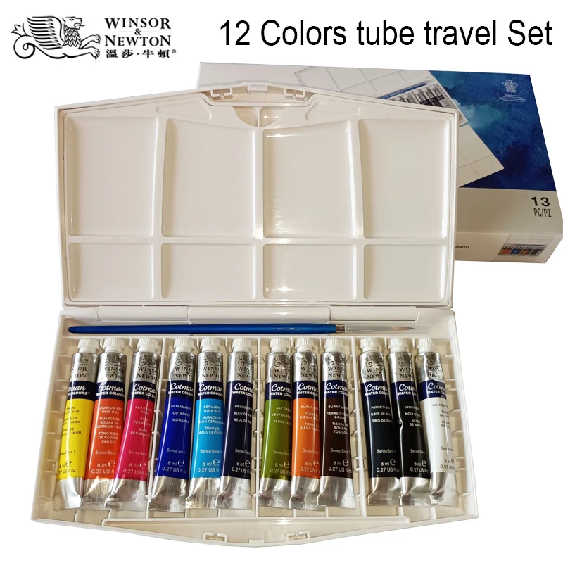 

Winsor & Newton 12 colors Watercolor Pigment Water Color Paints Tube Travel Set 8ml/tube