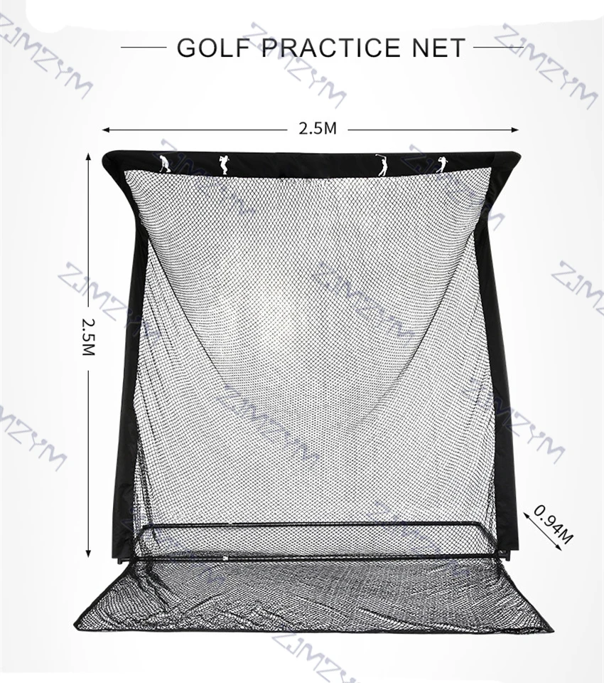 2.5X2.5M Golf Swing ตัดการฝึกอบรมกรง Ball กลับสุทธิกอล์ฟเครื่องตัดสุทธิ Swing Trainer Z-รูป Swing