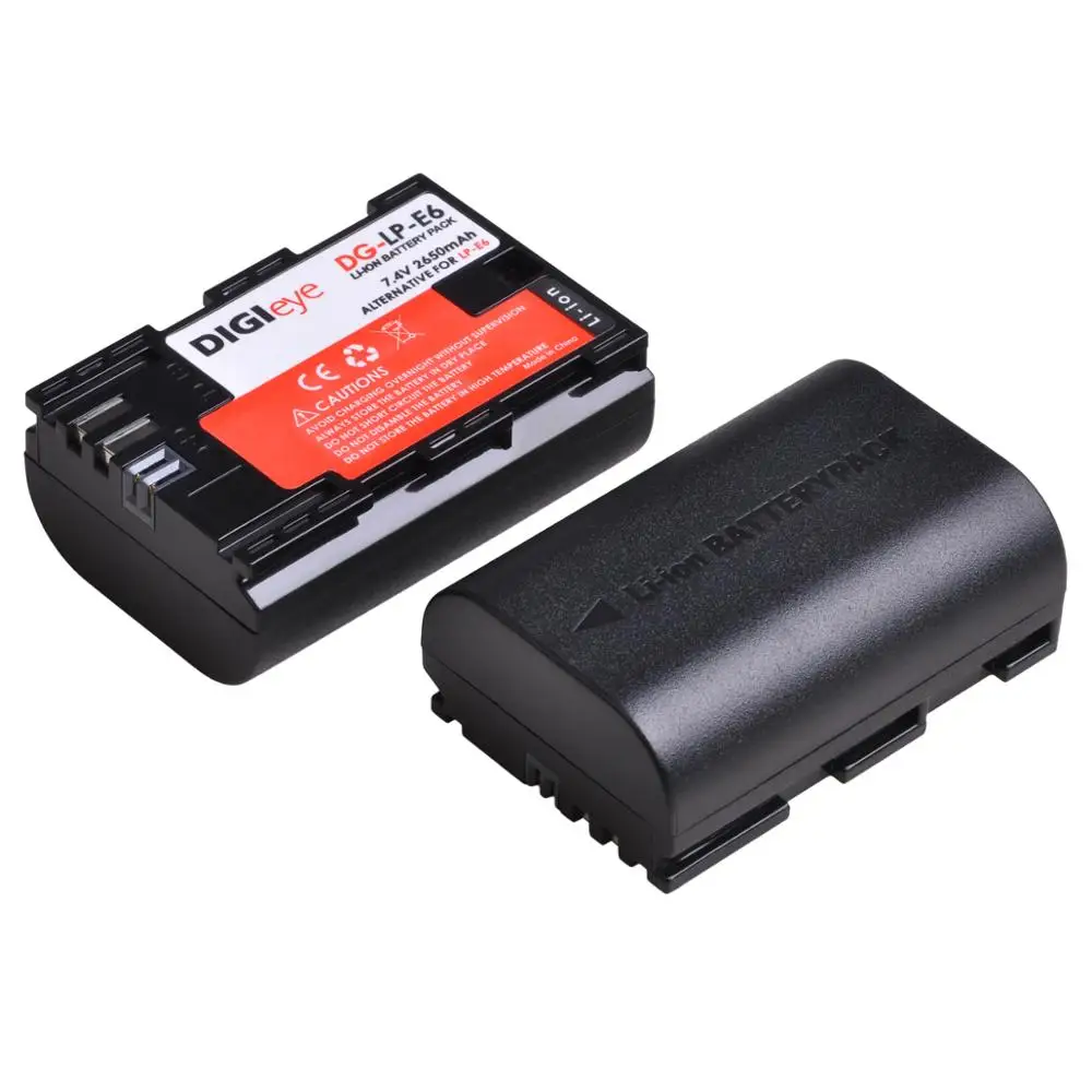 2 pz LP-E6 LP-E6N LPE6 batteria + LED doppio caricatore per Canon EOS 5D Mark II/III/IV, 5DS, 6D, 7D, 60D, 70D, 80D,90D,EOS R,R5, r6, RP