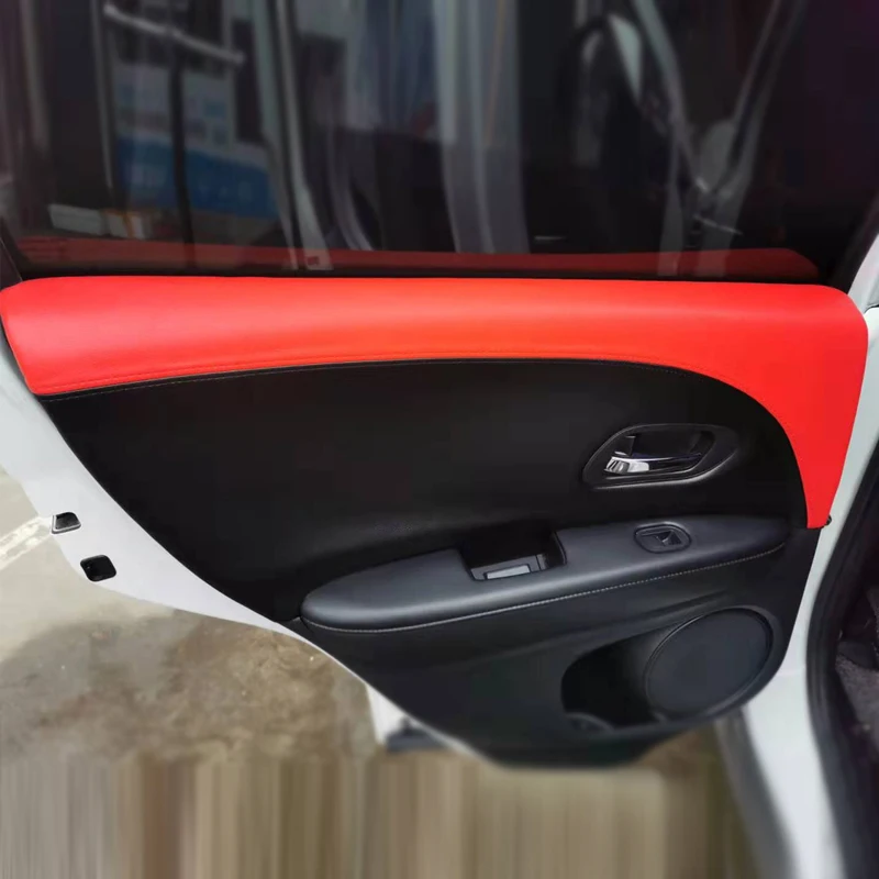Soft Leather Door Panel Cover For Honda XRV Vezel H-RV 2019-2022 Car-Styling Inner Door Armrest Panel Skin Cover Sticker Trim
