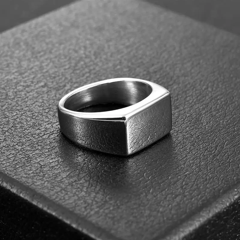 Punk Men Ring Square 316L Stainless Steel Jewelry Customize Rings Black Silver Color Waterproof Jewelry Accessories Gifts