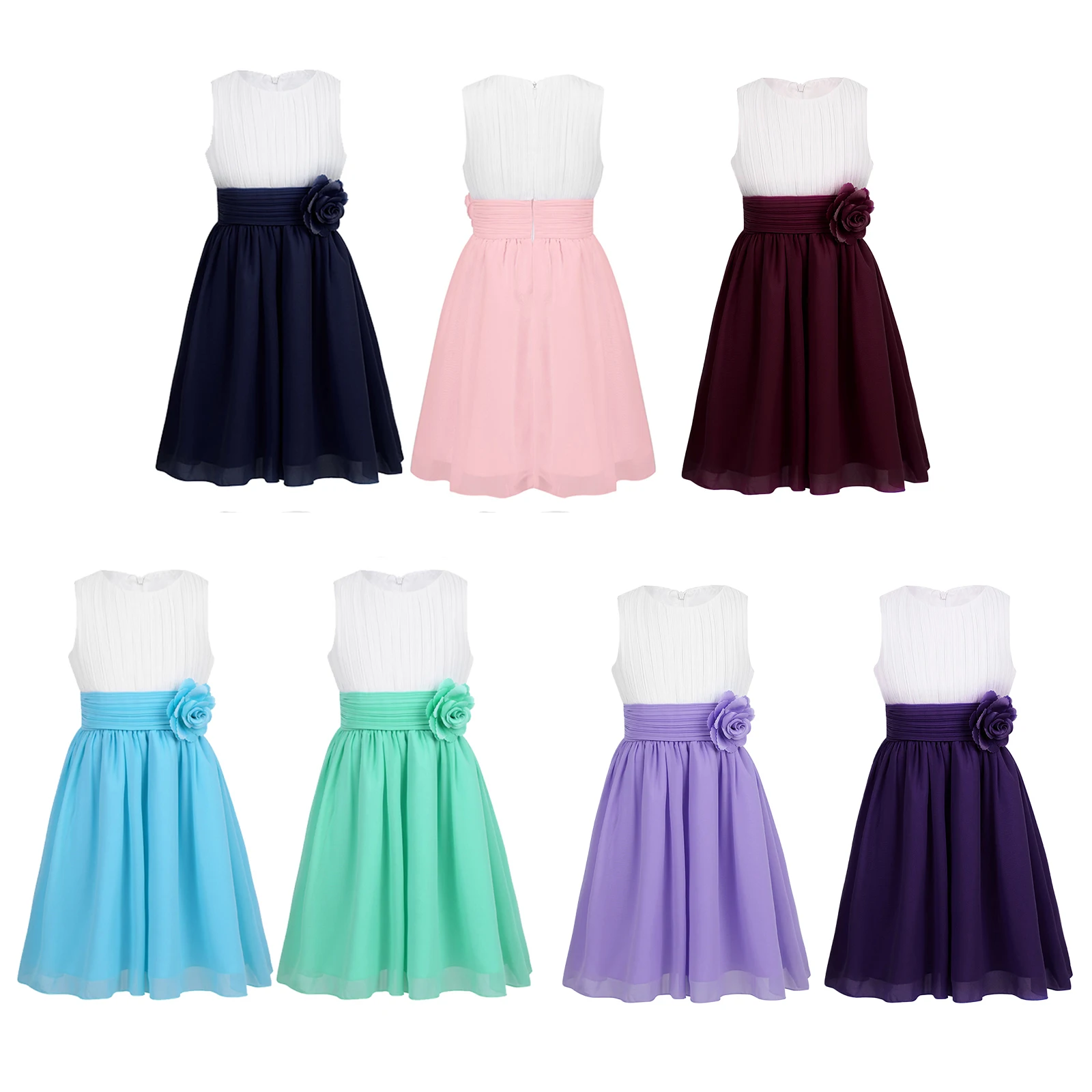 Pleated Flower Girl Wedding Dress Girls Princess Party Dress for Girls Evening Bridesmaid Dress Childrens Costume Kids Vestidos