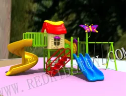 Best Price 50mm Square Pole Outdoor Children Playground Slide With Swing