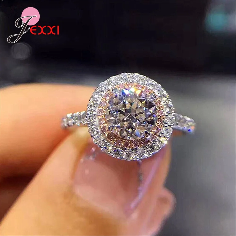 S925 Sterling Silver Promise Rings for Lover Girlfriend Birthday Anniversary Gift Multi Cubic Zircon Inlay Paved Loop Jewelry