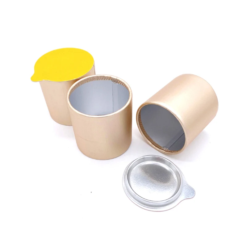 Food Grade Kraft Gold Canister, Powder Small Paper Pot, Tea Package Bubble Pot Can Take the Lid Off, 100Pcs Lot