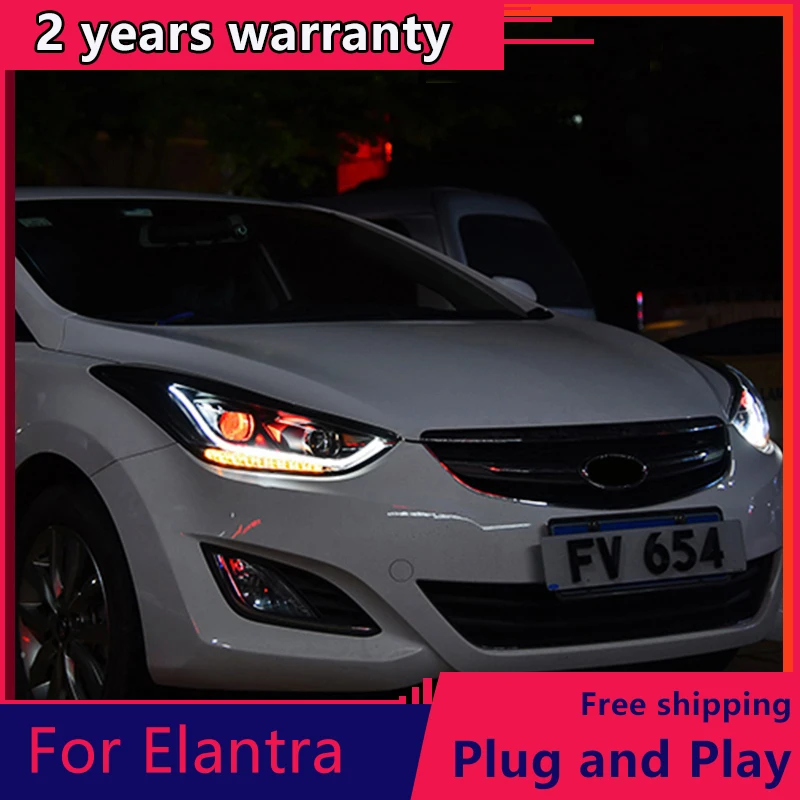 KOWELL Car Styling Per Il 2012-2016 Hyundai Elantra Fari Streamer turn LED faro DRL Bi Xenon Lente Fascio Alto Basso