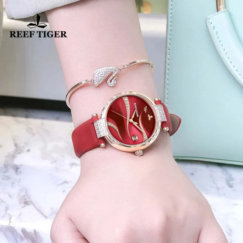 Reef Tiger/RT Elegant Ladies Women Automatic Mechanical Watch Miyota Movement Sapphire Glass Waterproof Watches