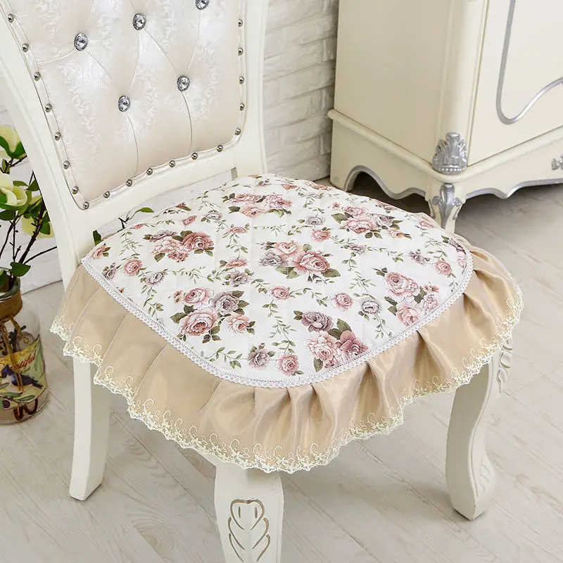 

Floral Pattern Cushion With Lace Edge Thin Seat Mat Can Be Fixed On Chair U-shaped Seat Cushion Home Decor Cotton Sofa Pad Cheap