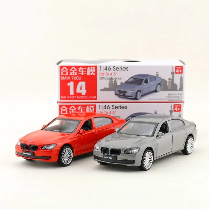 Diecast Metal Toy Model 1:46 Scale BMW 760Li 7 Series Car Pull Back Doors Openable Educational Collection Gift Kid Match Box