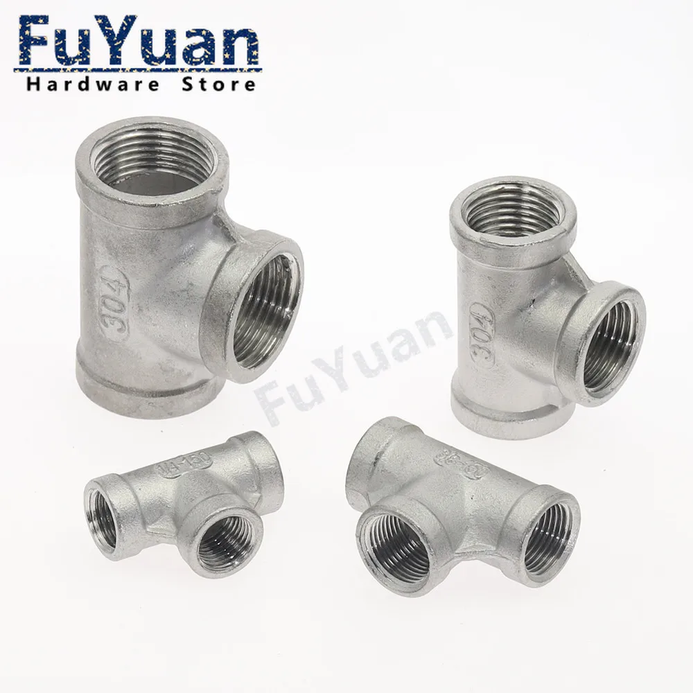 1pcs SS 304 Stainless Steel Female Threaded 3 Way Tee T Pipe Fitting 1/8