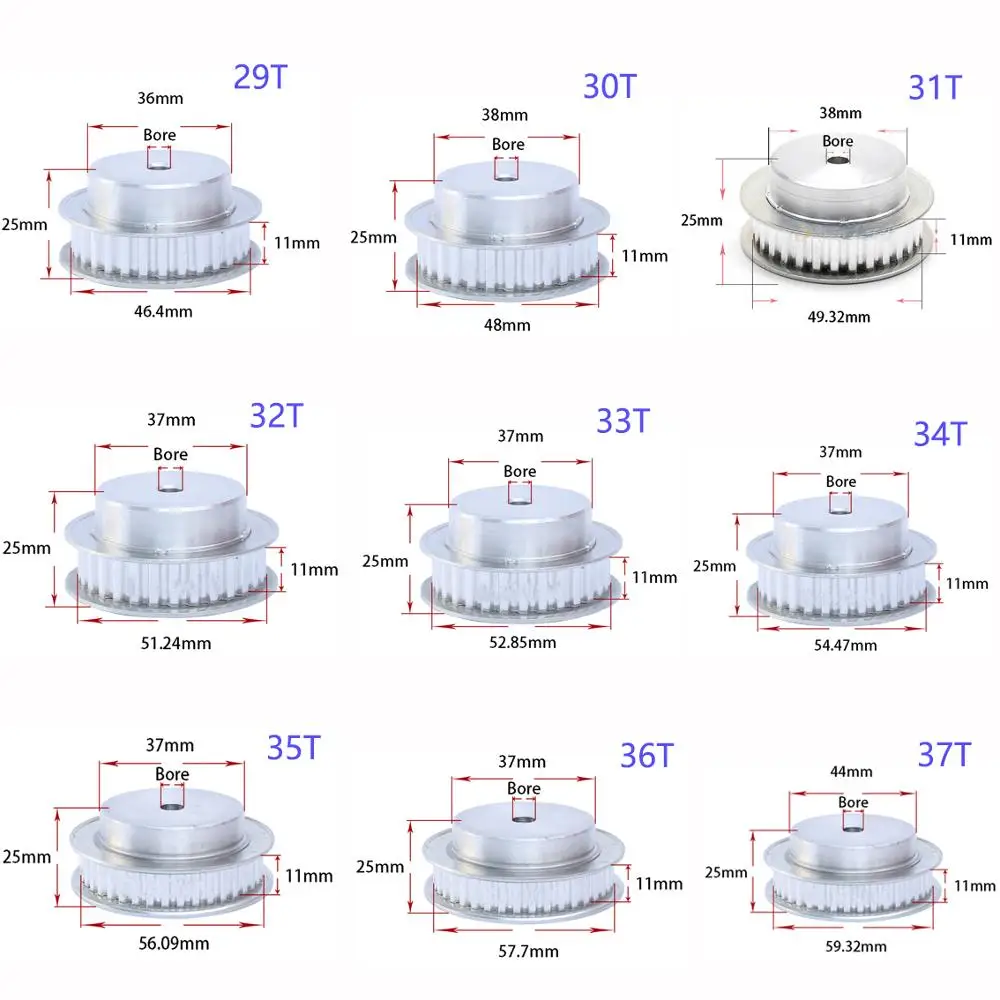 1 szt. BF typ 29-48 zębów XL koło pasowe rozrządu szerokość szczeliny 11mm podziałka 5.08mm dla 10mm pasa CNC/silnik krokowy