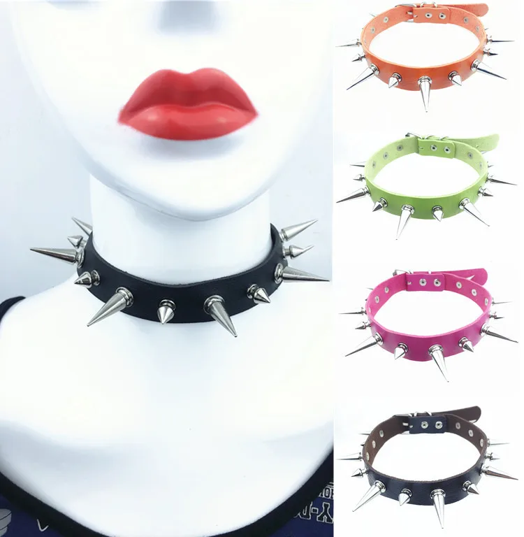 

Punk Spiked Choker Collar with Spikes Rivets Women Men Emo Studded Chocker Necklace Goth Jewelry