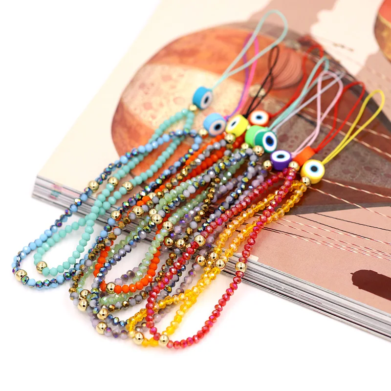 Neue Mode Schmuck Telefon Kette Zubehör Bunte Kristall Evil Eye Charm Lanyard Gurt – Detail 1