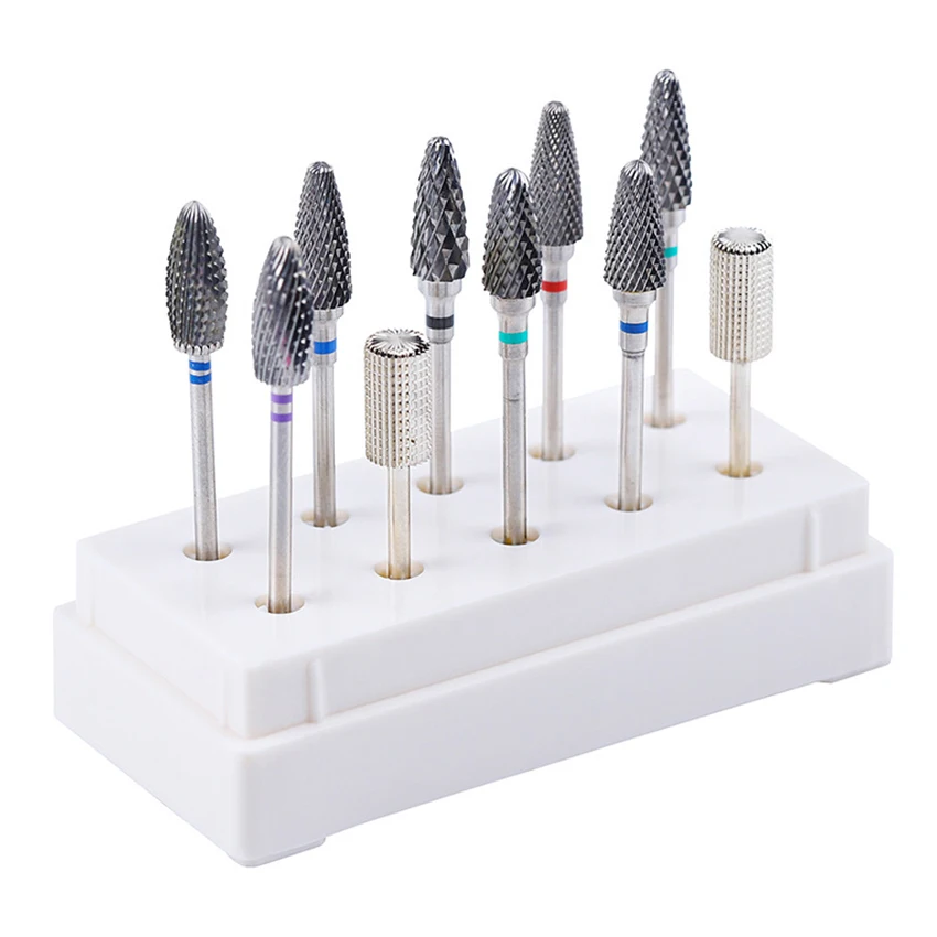 เจาะเล็บ Bits Holder กันฝุ่นเจาะเล็บ Bits กล่องขาตั้งขาตั้งคอนเทนเนอร์7/ 10หลุมที่ว่างเปล่ากล่อง,2สี