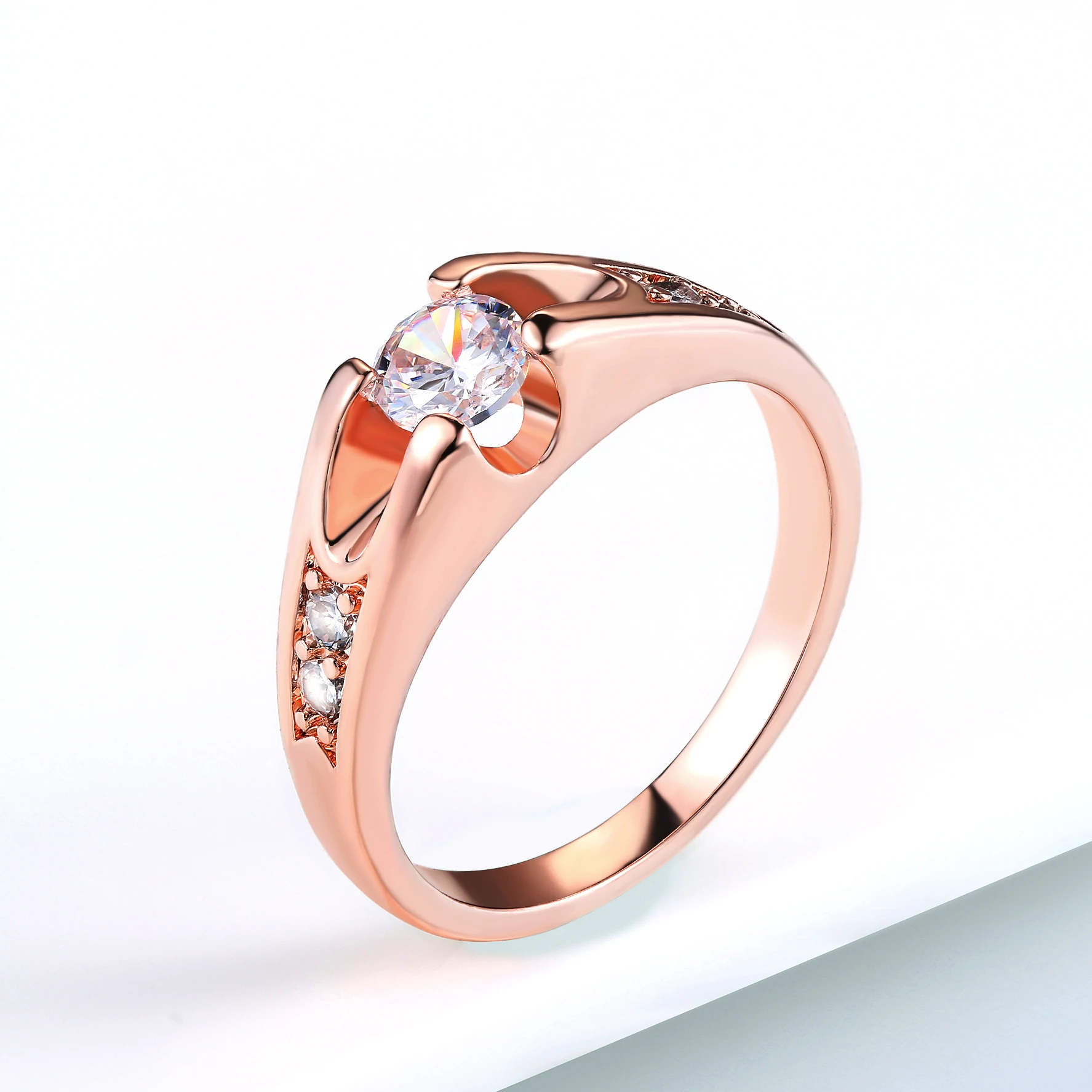 Doppel Fair 0,5 Carat Cubic Zirkon Hochzeit Ringe Für Frauen Rose Gold Engagement Dating Cupple Ring Trend Schmuck Geschenke R249