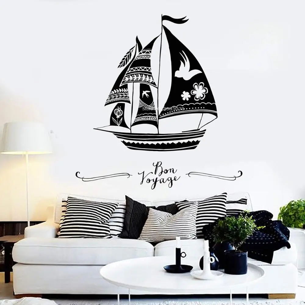 

Unique Nation Style Ship Vinyl Wall Decal Sail Boat Sailor Marine Sea Theme Home Wall Decoration Stickers Art Murals New LC1583