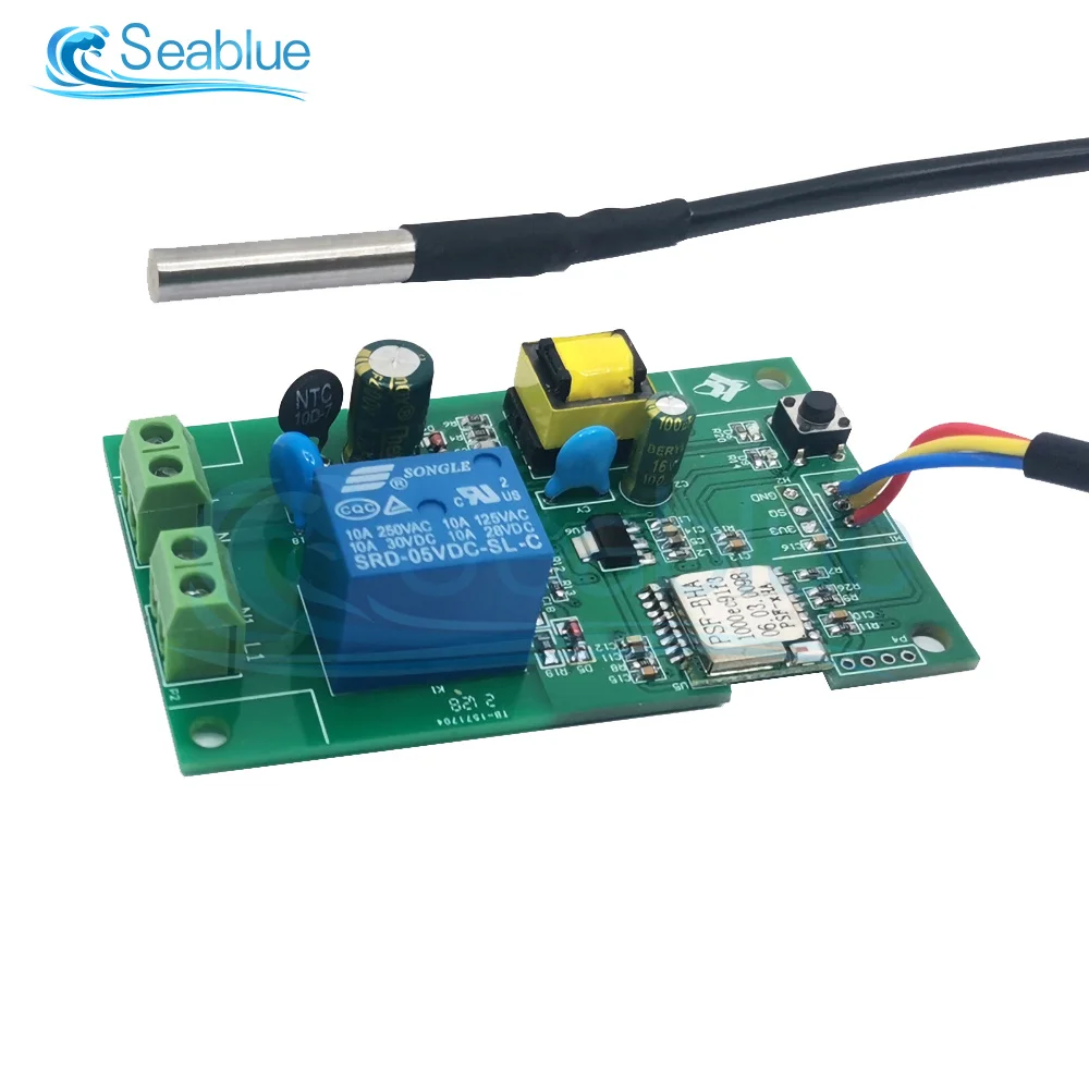 Temperature and Humidity Wireless Wifi Remote Control Module Thermostat Temperature Controller 220V 18B20 Sensor For EWelink