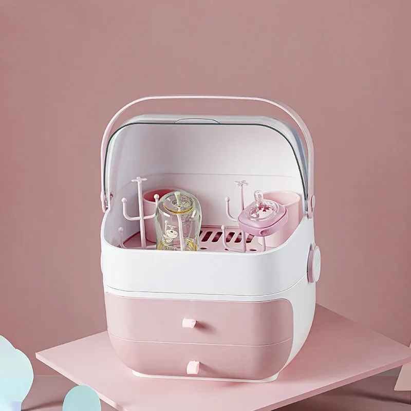 Baby Bottle Storage Box Drain Rack Large Portable Multifunctional Household Baby Bottle Storage Box