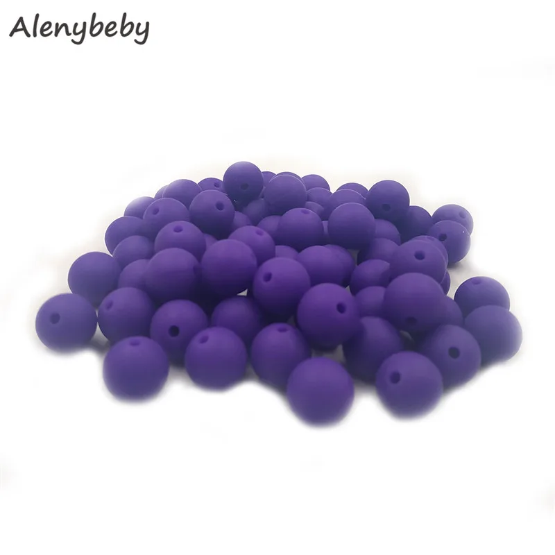 

Classic Purple Color Food Grade Silicone Round Bead 12/15mm Baby Teether Necklace DIY Pacifier Chain Care Baby Teether Product