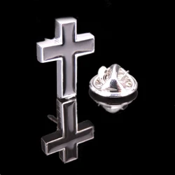 High quality enamel craft black cross Brooch men's and women's Lapel Pin fashion backpack badge gift jewelry