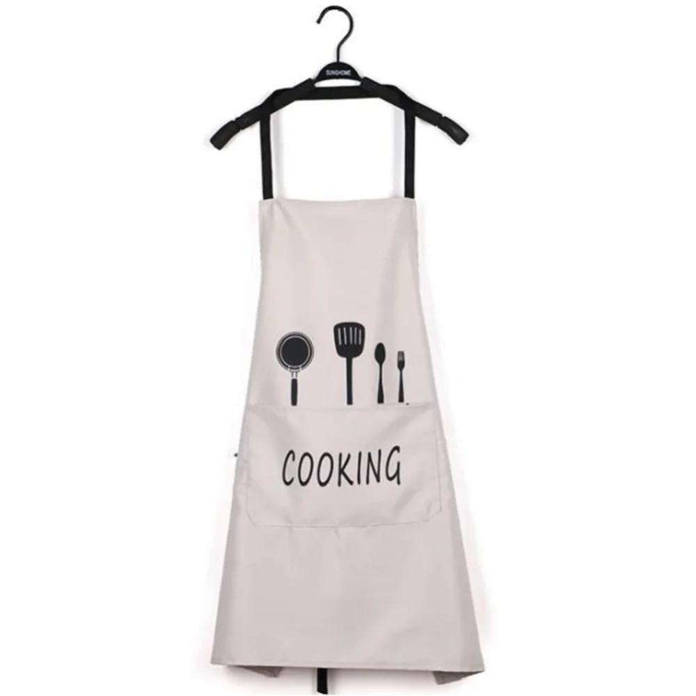 Kitchen Bib Aprons Cooking Chef Aprons With Pockets Polyester Waterproof Oil-Proof Cloth Aprons For Men Women