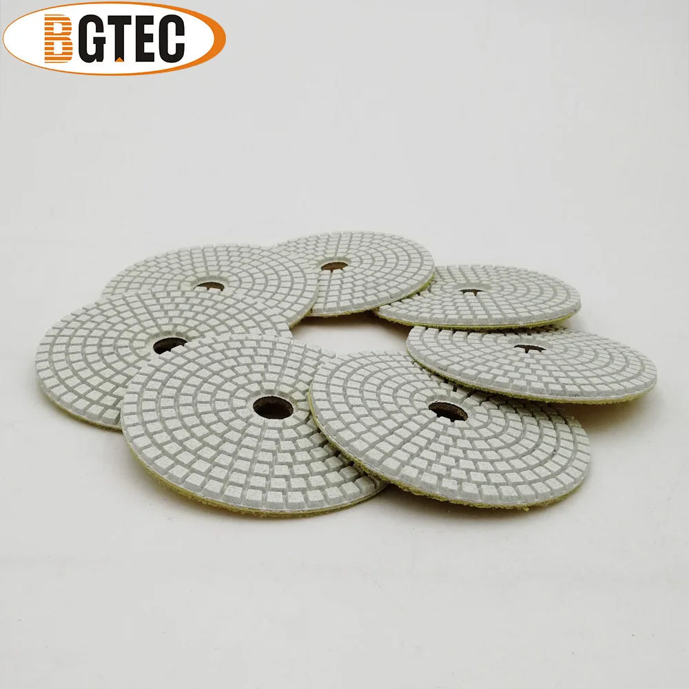 BGTEC-4 인치 7 개 #50 습식 다이아몬드 유연한 연마 패드 100mm, 화강암, 대리석, 세라믹용 연삭 디스크