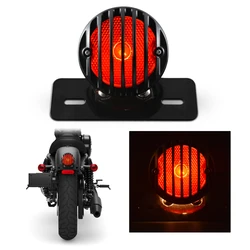 Motofans Black Round Metal Motorcycle Tail Brake Light for Harley Bobber Chopper Custom April IA Mana