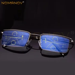 Ultra-light Rectangle Half-rim Frame Office Men Women Progressive Multifocus Reading Glasses Add 75 100 125 150 175 200 to 400