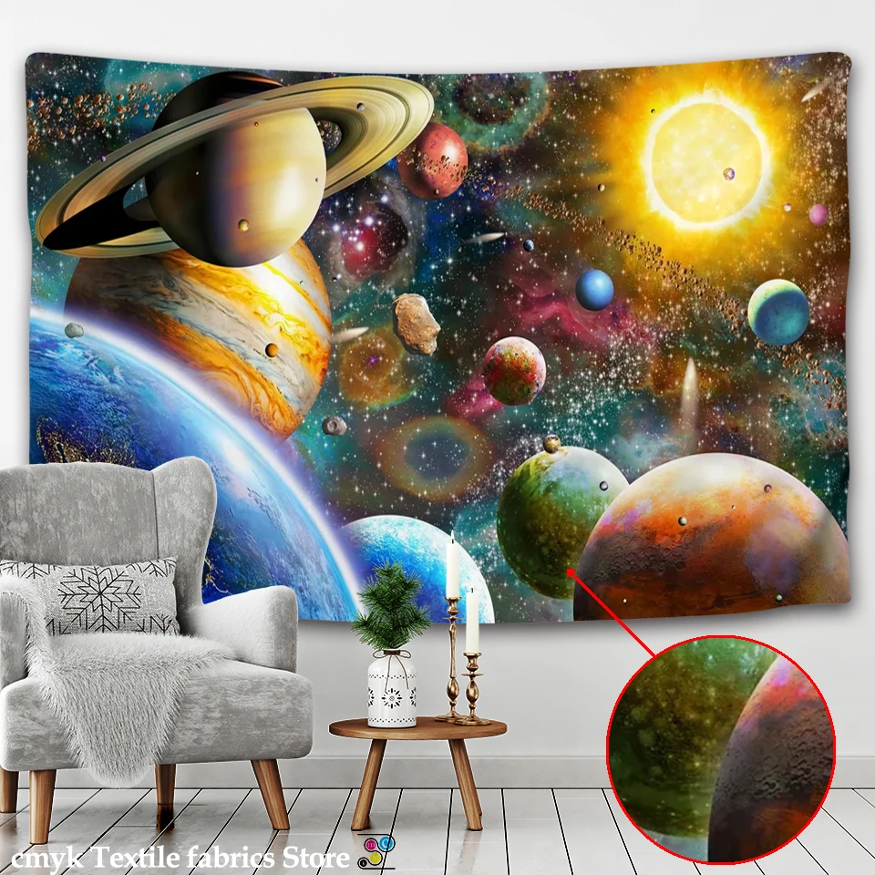 Universe Solar System Wall Hanging Tapestry Psychedelic Abstract Galaxy Hippie Retro Polyester Background Cloth Home Decor