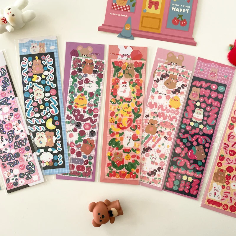 1Pc Korea Hot Laser Bling Ribbon Bunny Ribbon Stickers Scrapbook Decoration DIY Photo For Journal Diary Album Stationery Sticker