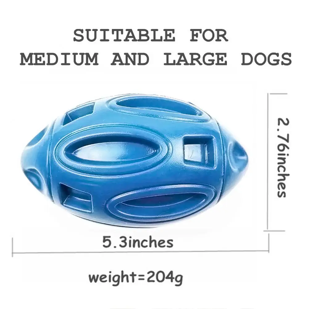 Squeaky Dog Chew Toys Rubber Indestructible For Medium Large Dog Olive-shaped Molar Dog Toy