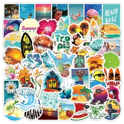 10/50PCS Summer Hawaii Beach Surfing Stickers Sports Tropical Vinyl Waterproof Sticker to DIY Surfboard Car Bike Travel Suitcase