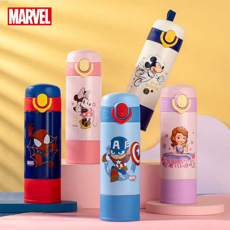 400ml mickey minnie crianças garrafa térmica caneca marvel spider-man 316 frascos de vácuo de aço inoxidável para o bebê crianças garrafa de água térmica