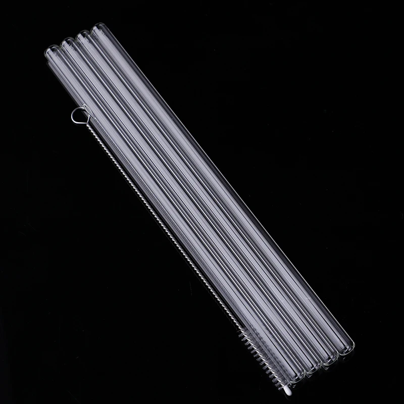 4Pcs Straight Glass Tube Reusable Drinking Straw Sucker With Cleaning Brush Events Party Favors Supplies.