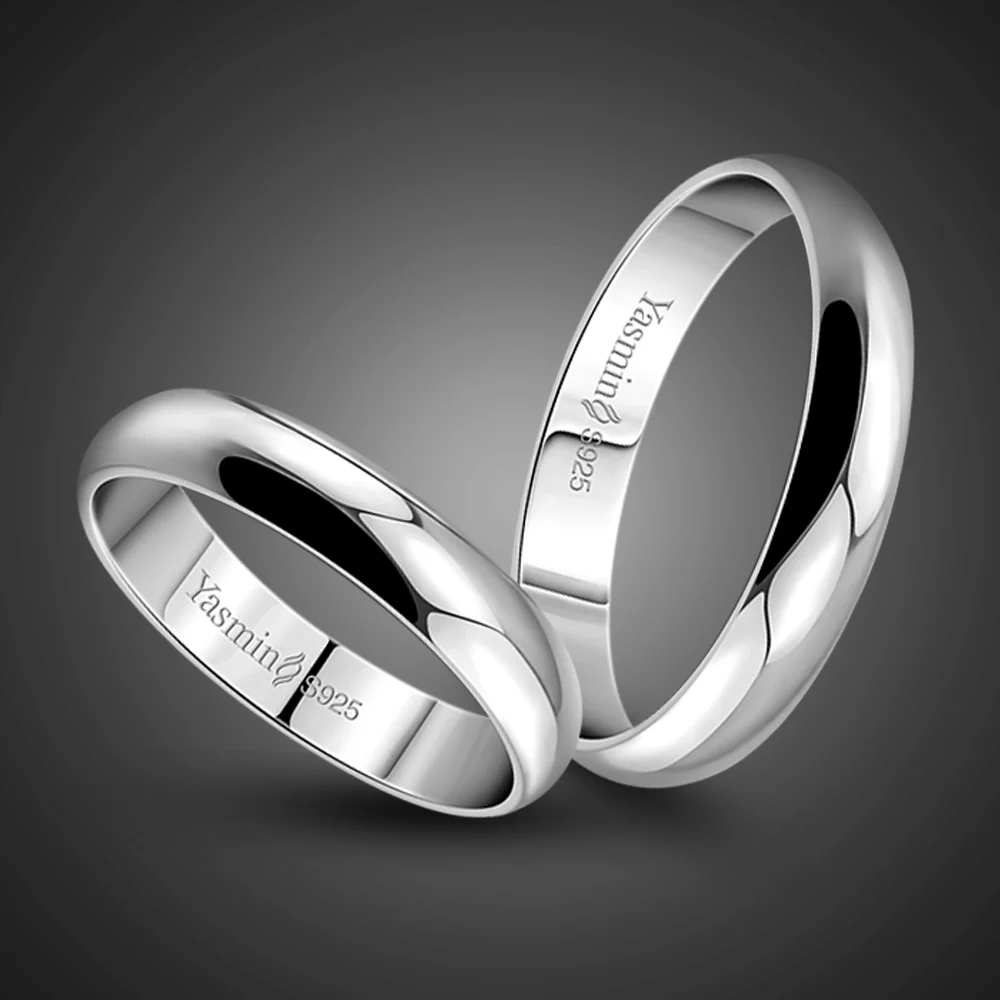 Simple Marriage Engagement Ring 100% 925 Sterling Silver Couple Ring Woman & Man Single Ring Wholesale Solid Silver Jewelry Gift