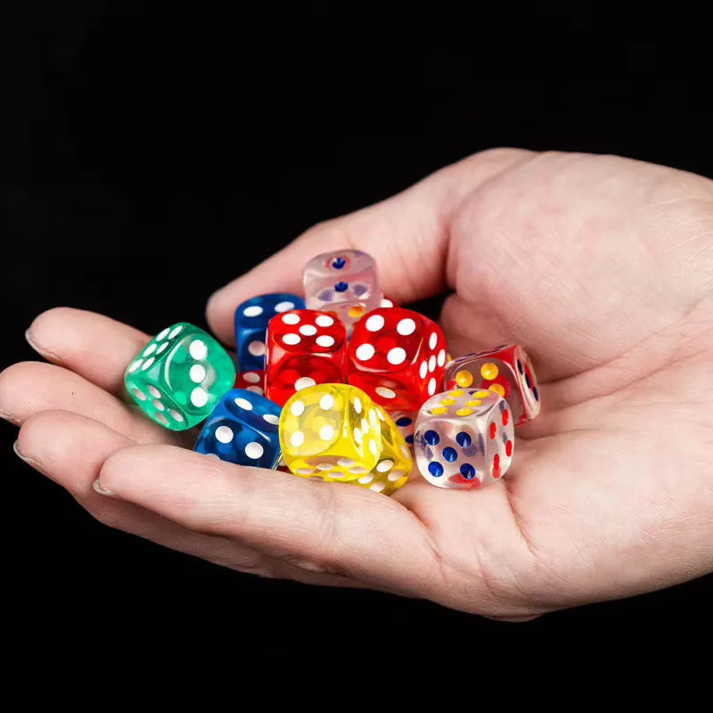 10Pieces/Lot High Quality 14mm Transparent Acrylic 6 Sided D6 Point Dice For Club/Party/Family Board Games 10 Colors