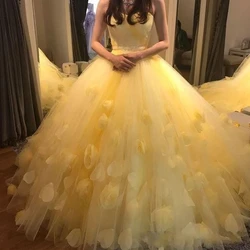 ANGELSBRIDEP Yellow Ball Gown Quinceanera Dresses 15 Party Sexy Sweetheart High Quality Tulle Cinderella Princess Gowns HOT